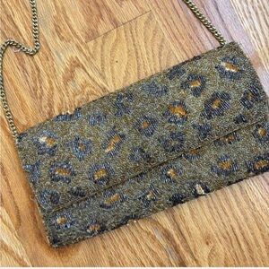 Leopard Beaded Clutch